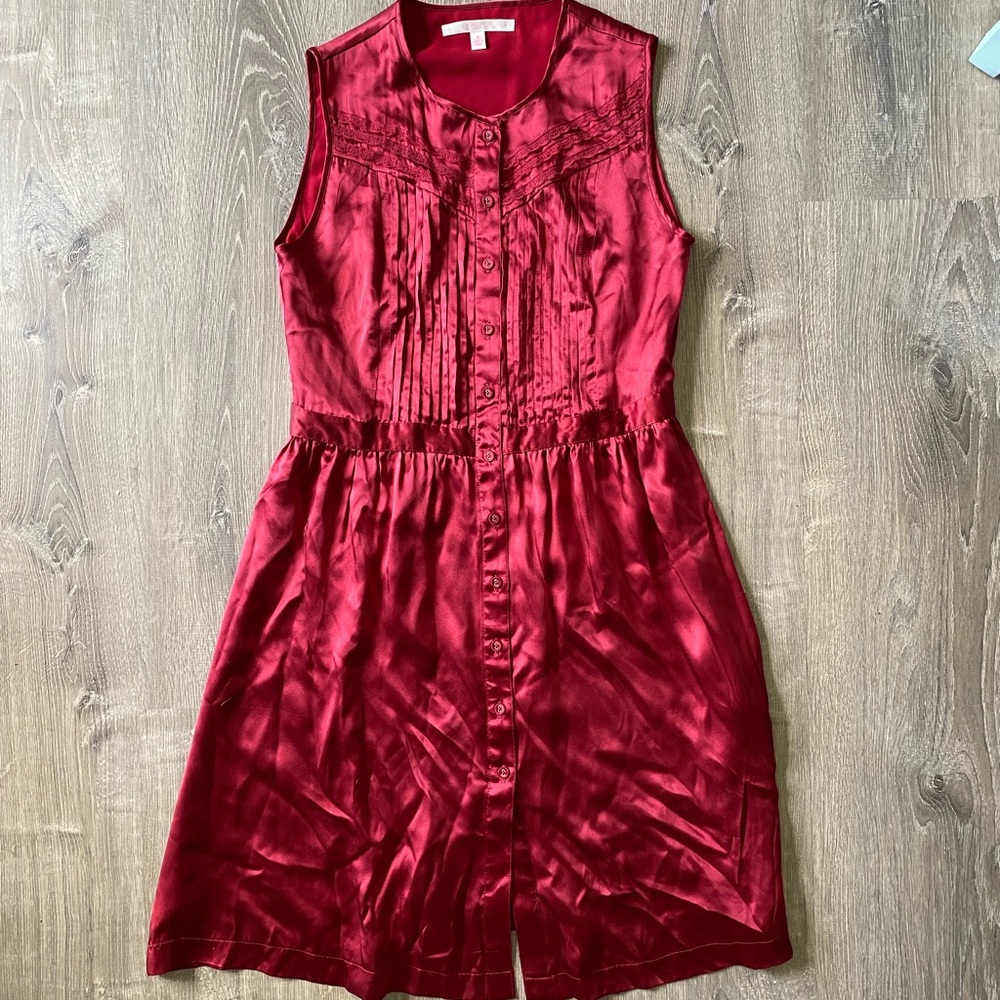 Jenny Han silk ruby red button dress